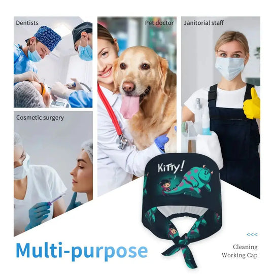 Gorro de trabajo ajustable personalizado con dibujos animados de la Universidad de Monsters, gorro quirúrgico para hombres y mujeres, gorro quirúrgico para enfermería, médico y cirujano MedSurgery Store For Digital Health