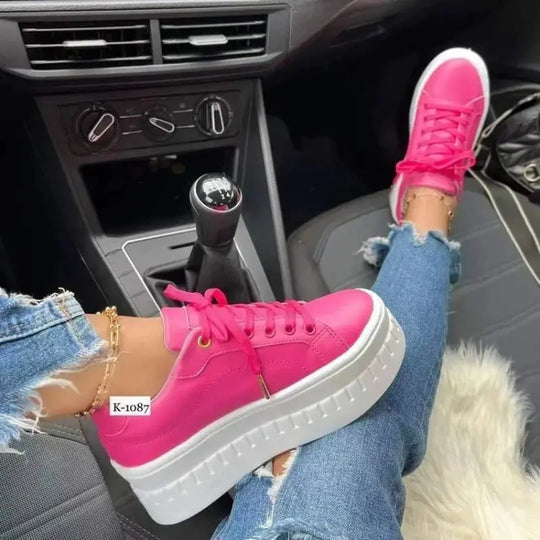 Zapatos blancos, zapatos informales para mujer, nuevas zapatillas de plataforma 2025, calzado de mujer de Color sólido, zapatos vulcanizados de PU ligeros de tendencia MedSurgery Store For Digital Health