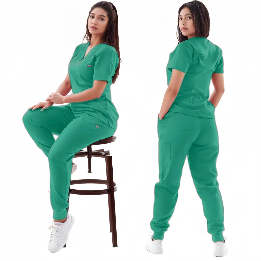 Traje de correr multicolor, conjunto de batas de enfermera, ropa clínica médica, uniformes para enfermería, camisetas de manga corta con cuello en V, pantalones de bolsillo MedSurgery Store For Digital Health