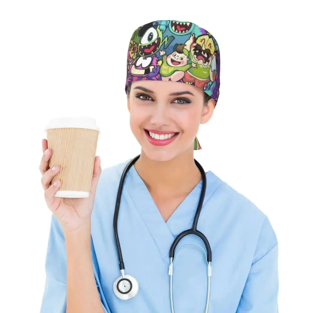 Gorro de trabajo ajustable personalizado con dibujos animados de la Universidad de Monsters, gorro quirúrgico para hombres y mujeres, gorro quirúrgico para enfermería, médico y cirujano MedSurgery Store For Digital Health