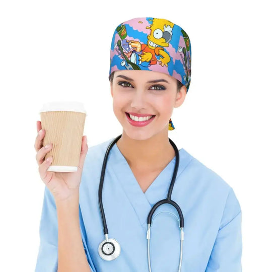 Gorro de trabajo ajustable personalizado con explosión cerebral, gorro quirúrgico de los Simpsons, gorro quirúrgico para enfermería, médico, cirujano, para Chef MedSurgery Store For Digital Health