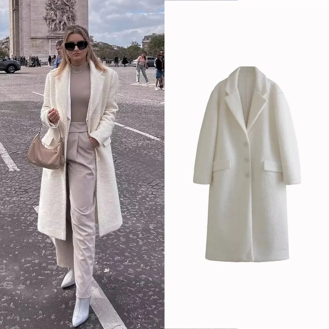 2025 Chaqueta larga de lana para mujer Otoño Invierno mujer abrigo de Cachemira medio largo de lana mezclas de manga larga prendas de vestir elegantes de un solo pecho MedSurgery Store For Digital Health