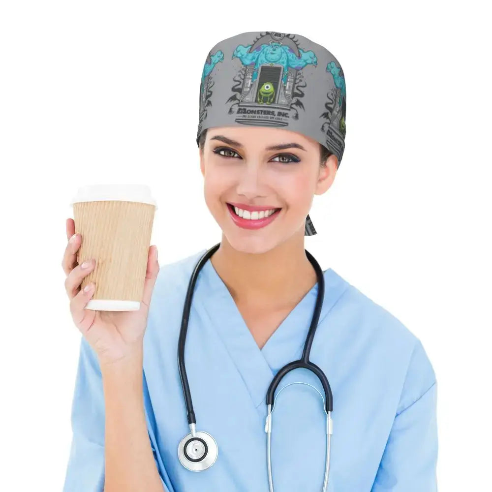 Gorro de trabajo ajustable personalizado con dibujos animados de la Universidad de Monsters, gorro quirúrgico para hombres y mujeres, gorro quirúrgico para enfermería, médico y cirujano MedSurgery Store For Digital Health