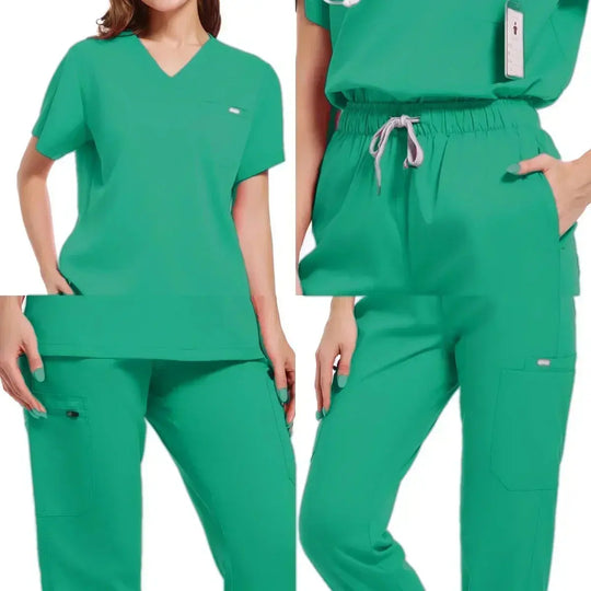 Traje de correr multicolor, conjunto de batas de enfermera, ropa clínica médica, uniformes para enfermería, camisetas de manga corta con cuello en V, pantalones de bolsillo MedSurgery Store For Digital Health