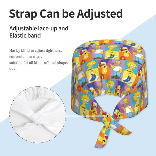 Personalizado The Simpsons Cartoon personal médico Scrubs Hat hombres mujeres médico enfermería gorro quirúrgico Scrub Caps MedSurgery Store For Digital Health