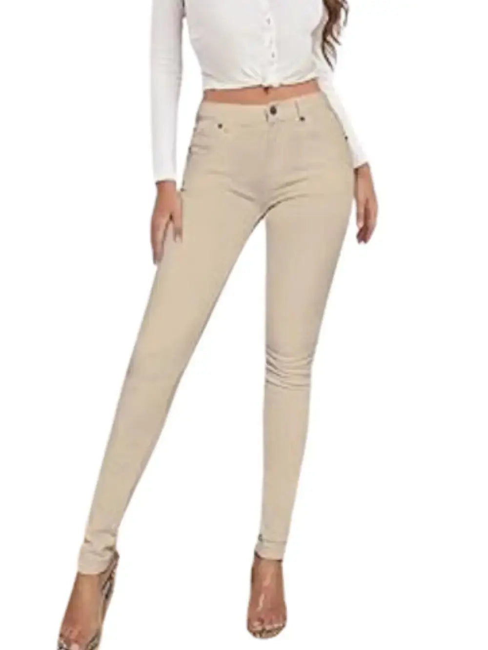 Pantalones vaqueros elásticos de algodón para mujer, pantalón informal, blanco, ultraelástico, cómodo, para el trabajo MedSurgery Store For Digital Health