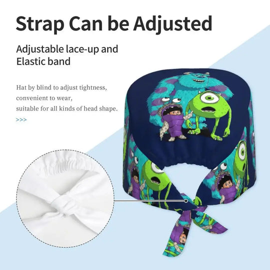 Gorro de trabajo ajustable personalizado con dibujos animados de la Universidad de Monsters, gorro quirúrgico para hombres y mujeres, gorro quirúrgico para enfermería, médico y cirujano MedSurgery Store For Digital Health