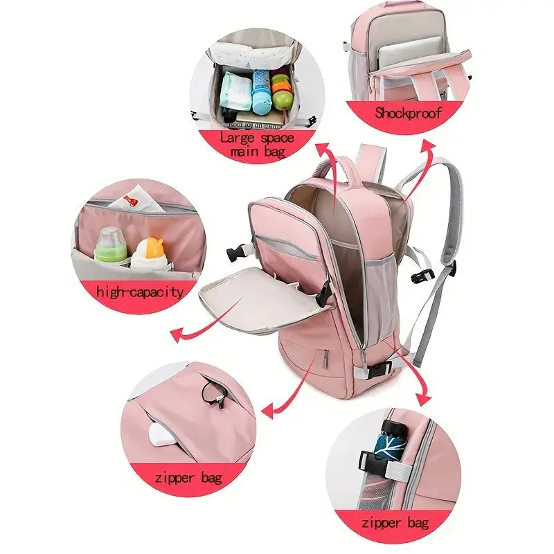 Mochila de viaje de gran capacidad para mujer, multifunción, almacenamiento de zapatos, multicapa, separación seca y húmeda, impermeable MedSurgery Store For Digital Health