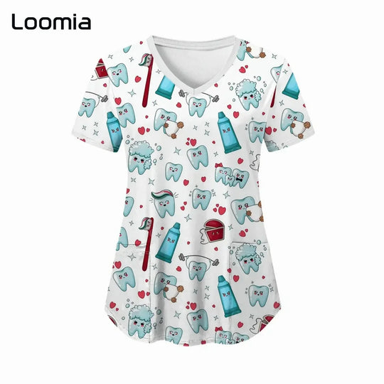Uniformes quirúrgicos para odontología, cuello en V, uniformes de moda para mujer