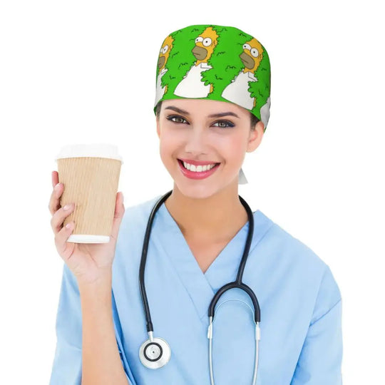 Gorro de trabajo ajustable personalizado con explosión cerebral, gorro quirúrgico de los Simpsons, gorro quirúrgico para enfermería, médico, cirujano, para Chef MedSurgery Store For Digital Health