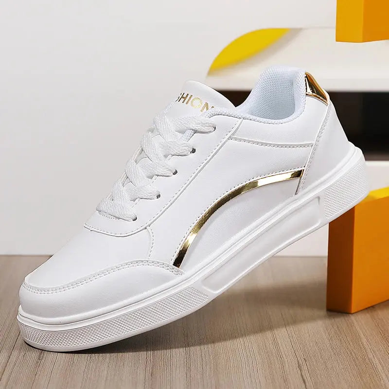 Zapatos blancos para mujer, zapatos planos informales de pizarra blanca con cordones, zapatillas para caminar de cuero PU, suela gruesa, moda de lujo para actividades al aire libre MedSurgery Store For Digital Health