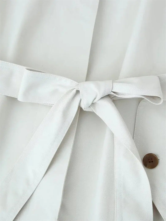 Gabardina para mujer, nuevo abrigo recortado con cinturón, solapa, top informal elegante para mujer 2025 MedSurgery Store For Digital Health