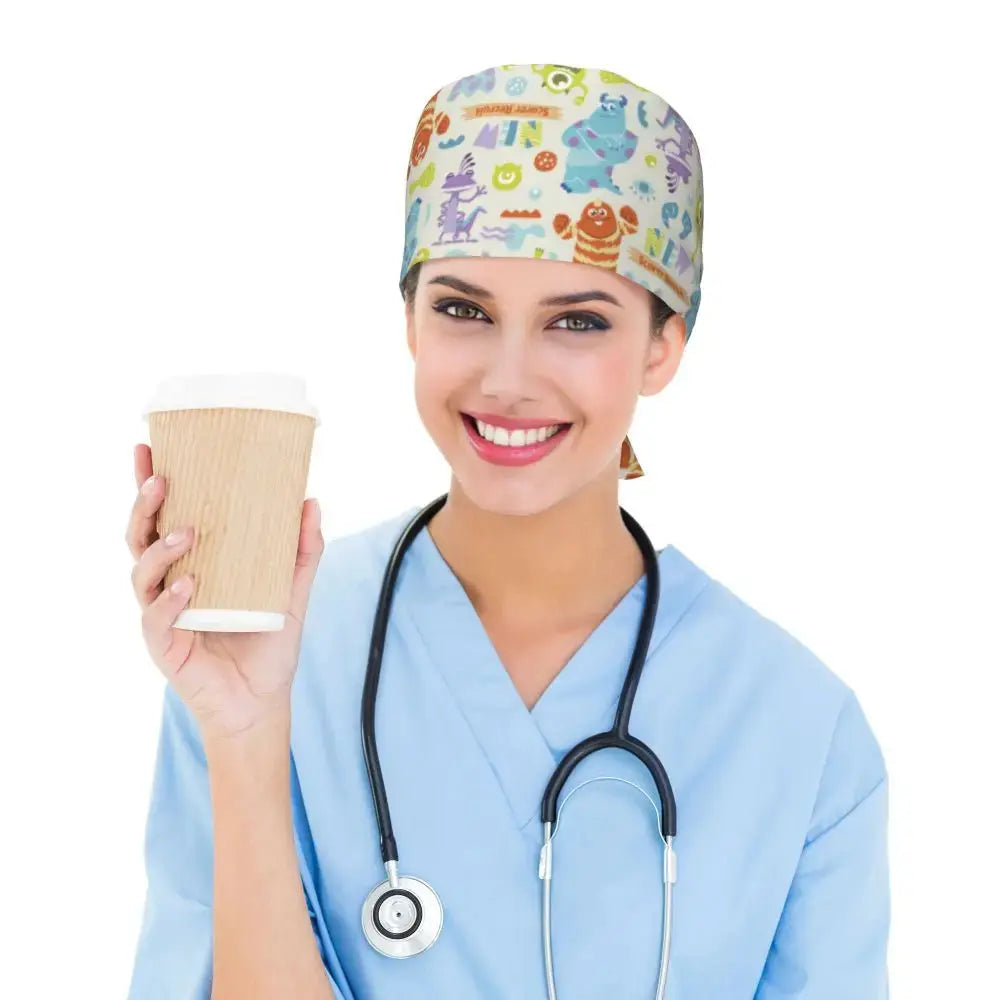 Gorro de trabajo ajustable personalizado con dibujos animados de la Universidad de Monsters, gorro quirúrgico para hombres y mujeres, gorro quirúrgico para enfermería, médico y cirujano MedSurgery Store For Digital Health