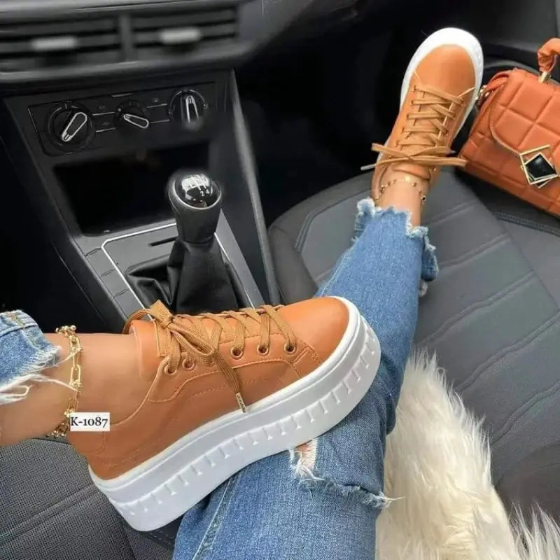 Zapatos blancos, zapatos informales para mujer, nuevas zapatillas de plataforma 2025, calzado de mujer de Color sólido, zapatos vulcanizados de PU ligeros de tendencia MedSurgery Store For Digital Health