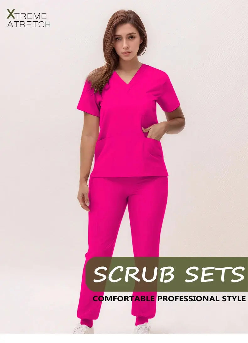 2025 nuevas uniformes de enfermera con cuello en V, pantalones para correr, conjuntos de ropa de trabajo quirúrgica, traje de enfermería para dentista, traje de médico de Hospital S21 MedSurgery Store For Digital Health