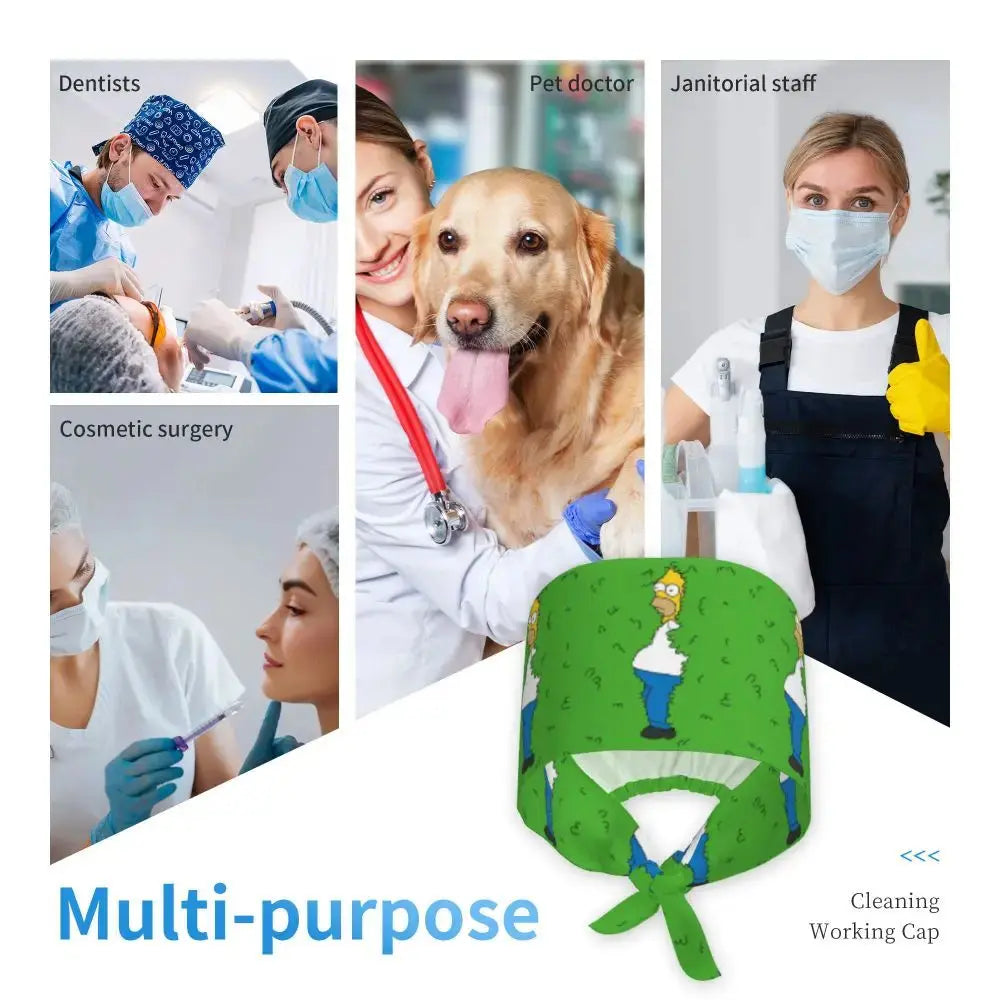 Personalizado The Simpsons Cartoon personal médico Scrubs Hat hombres mujeres médico enfermería gorro quirúrgico Scrub Caps MedSurgery Store For Digital Health