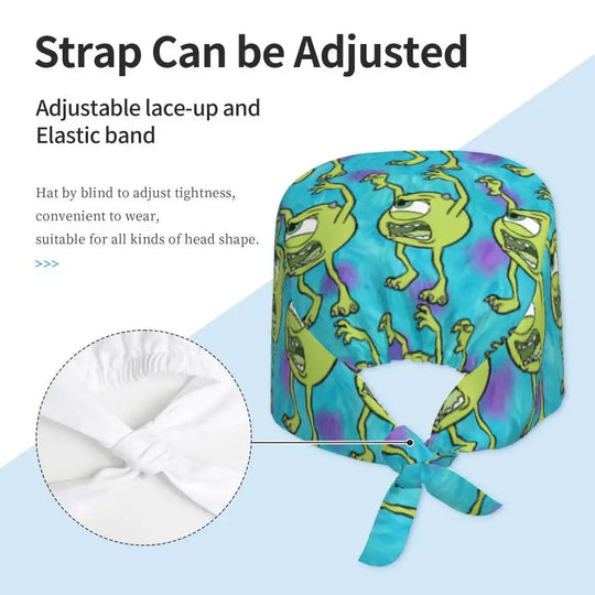 Gorro de trabajo ajustable personalizado con dibujos animados de la Universidad de Monsters, gorro quirúrgico para hombres y mujeres, gorro quirúrgico para enfermería, médico y cirujano MedSurgery Store For Digital Health