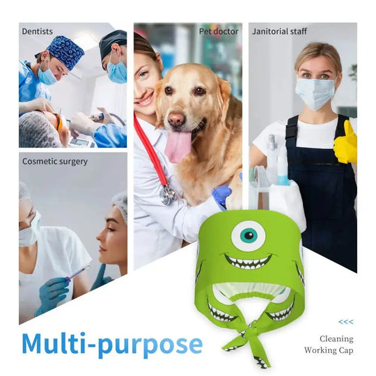 Gorro de trabajo ajustable personalizado con dibujos animados de la Universidad de Monsters, gorro quirúrgico para hombres y mujeres, gorro quirúrgico para enfermería, médico y cirujano MedSurgery Store For Digital Health