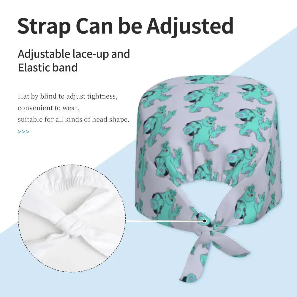 Gorro de trabajo ajustable personalizado con dibujos animados de la Universidad de Monsters, gorro quirúrgico para hombres y mujeres, gorro quirúrgico para enfermería, médico y cirujano MedSurgery Store For Digital Health