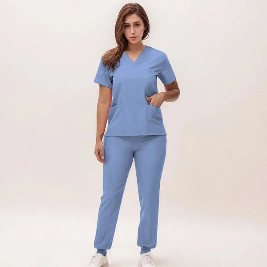 2025 nuevas uniformes de enfermera con cuello en V, pantalones para correr, conjuntos de ropa de trabajo quirúrgica, traje de enfermería para dentista, traje de médico de Hospital S21 MedSurgery Store For Digital Health