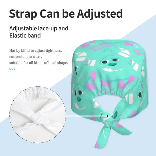 Gorro de trabajo ajustable personalizado con dibujos animados de la Universidad de Monsters, gorro quirúrgico para hombres y mujeres, gorro quirúrgico para enfermería, médico y cirujano MedSurgery Store For Digital Health