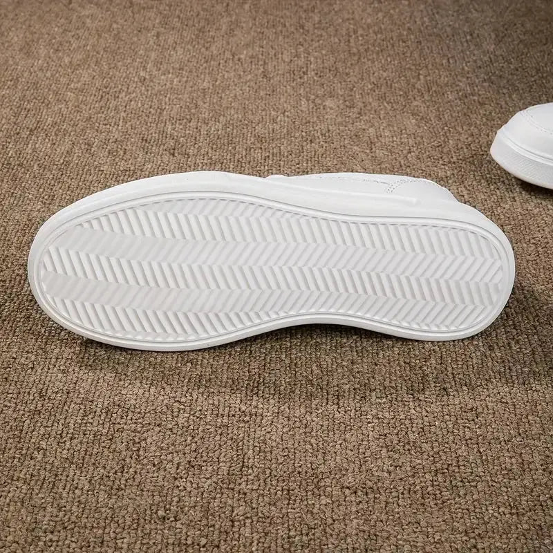 Zapatos blancos para mujer, zapatos planos informales de pizarra blanca con cordones, zapatillas para caminar de cuero PU, suela gruesa, moda de lujo para actividades al aire libre MedSurgery Store For Digital Health