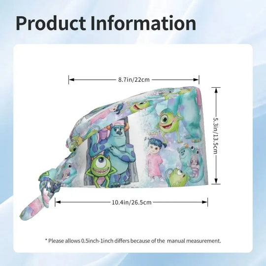 Gorro de trabajo ajustable personalizado con dibujos animados de la Universidad de Monsters, gorro quirúrgico para hombres y mujeres, gorro quirúrgico para enfermería, médico y cirujano MedSurgery Store For Digital Health