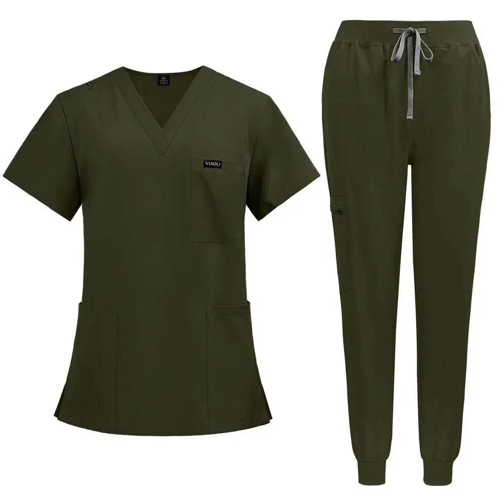 Uniforme Médico Mujer Manga Corta - Scrubs Enfermera Cómodos y Protectores para Hospital, Aislamiento y Cuidado de la Piel (94% Poliéster + 6% Spandex) CJdropshipping