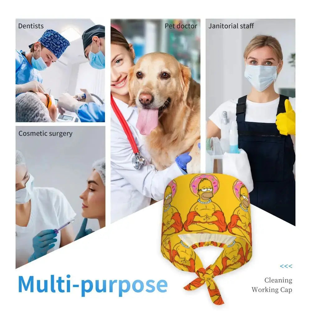 Personalizado The Simpsons Cartoon personal médico Scrubs Hat hombres mujeres médico enfermería gorro quirúrgico Scrub Caps MedSurgery Store For Digital Health