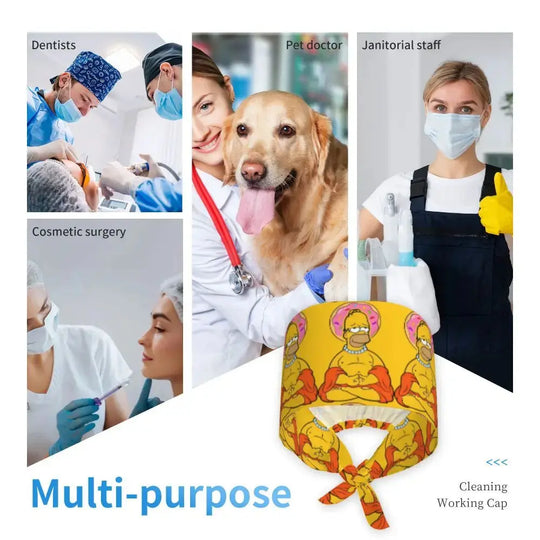 Personalizado The Simpsons Cartoon personal médico Scrubs Hat hombres mujeres médico enfermería gorro quirúrgico Scrub Caps MedSurgery Store For Digital Health