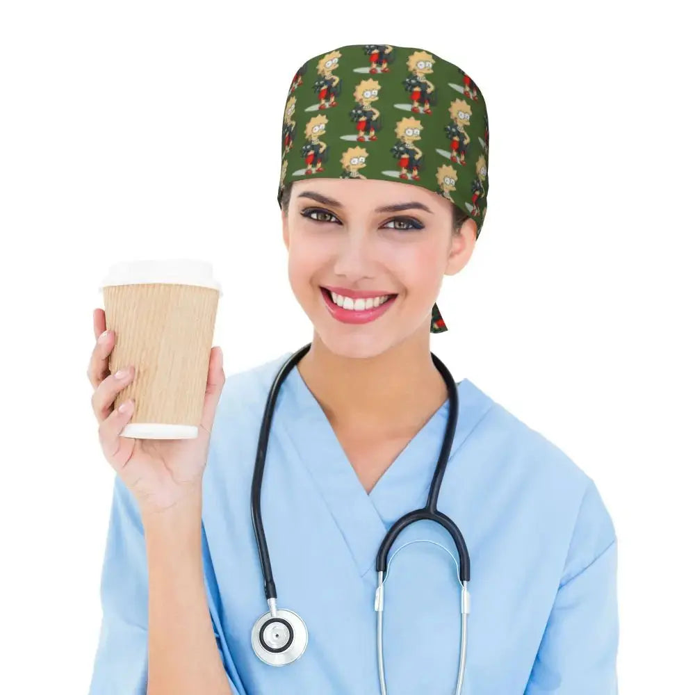 Gorro de trabajo ajustable personalizado con explosión cerebral, gorro quirúrgico de los Simpsons, gorro quirúrgico para enfermería, médico, cirujano, para Chef MedSurgery Store For Digital Health