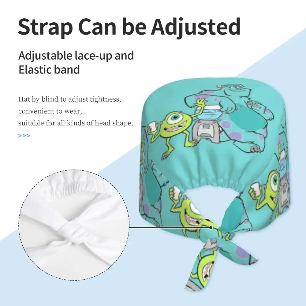 Gorro de trabajo ajustable personalizado con dibujos animados de la Universidad de Monsters, gorro quirúrgico para hombres y mujeres, gorro quirúrgico para enfermería, médico y cirujano MedSurgery Store For Digital Health