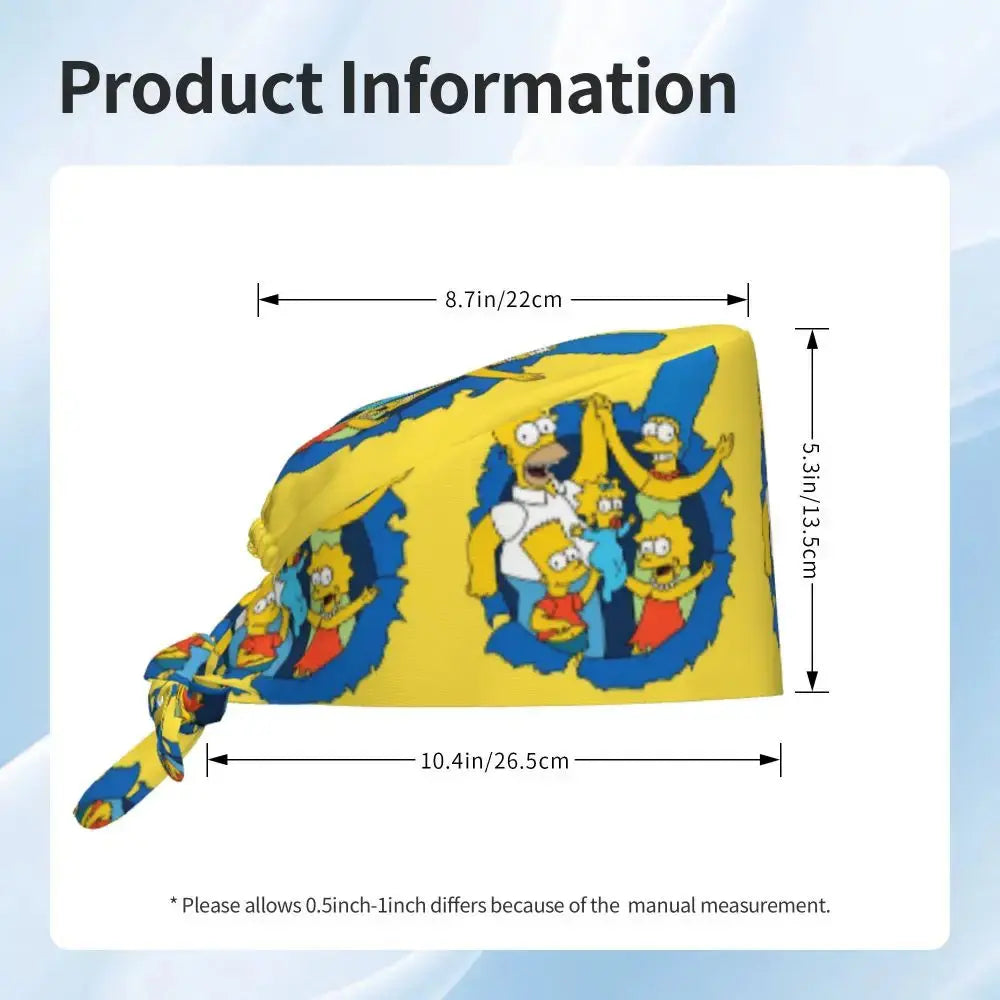 Personalizado The Simpsons Cartoon personal médico Scrubs Hat hombres mujeres médico enfermería gorro quirúrgico Scrub Caps MedSurgery Store For Digital Health