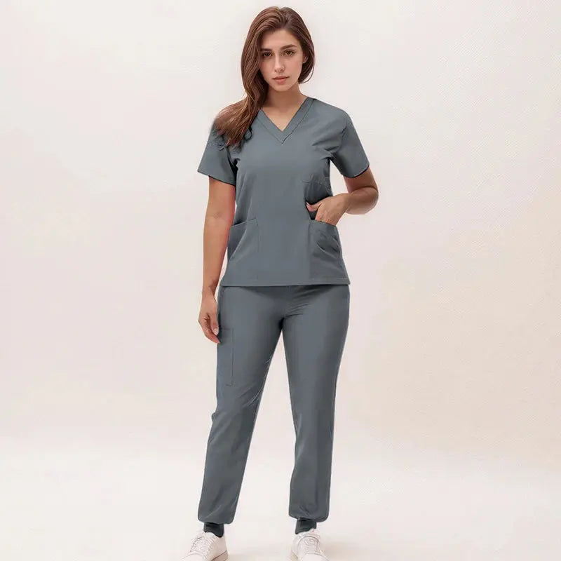 2025 nuevas uniformes de enfermera con cuello en V, pantalones para correr, conjuntos de ropa de trabajo quirúrgica, traje de enfermería para dentista, traje de médico de Hospital S21 MedSurgery Store For Digital Health