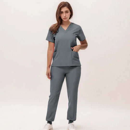 2025 nuevas uniformes de enfermera con cuello en V, pantalones para correr, conjuntos de ropa de trabajo quirúrgica, traje de enfermería para dentista, traje de médico de Hospital S21 MedSurgery Store For Digital Health