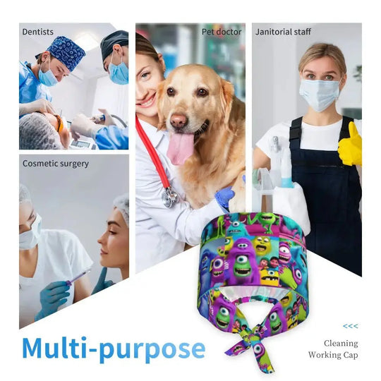 Gorro de trabajo ajustable personalizado con dibujos animados de la Universidad de Monsters, gorro quirúrgico para hombres y mujeres, gorro quirúrgico para enfermería, médico y cirujano MedSurgery Store For Digital Health