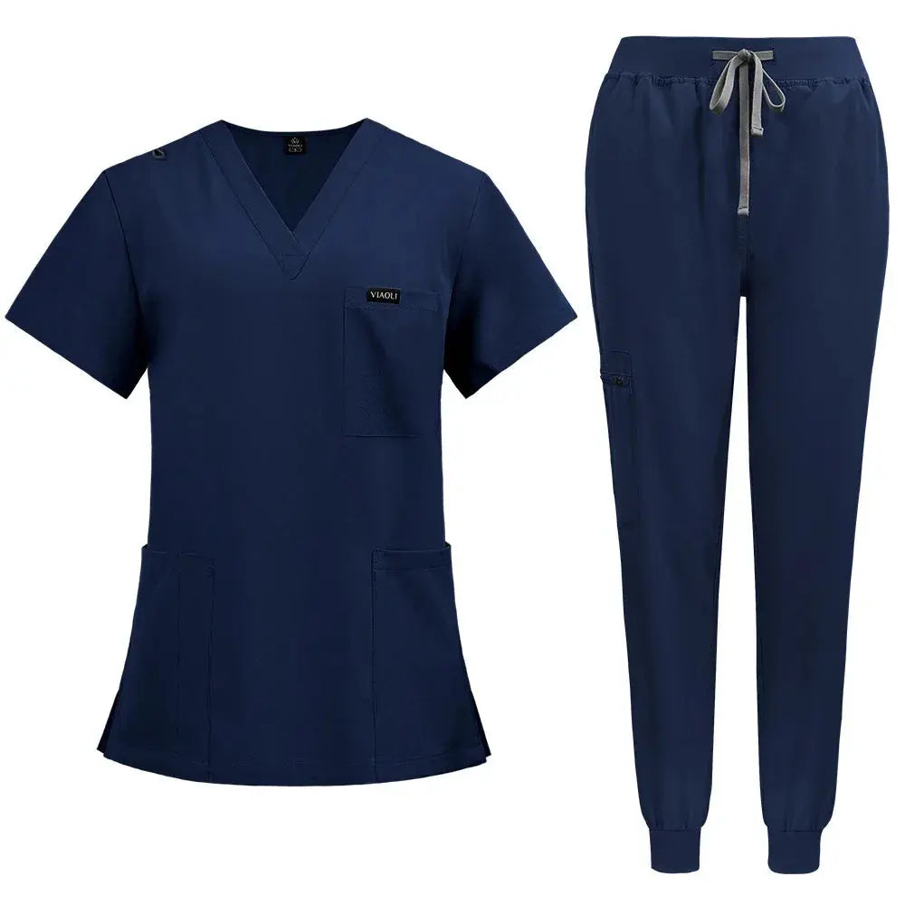 Uniforme Médico Mujer Manga Corta - Scrubs Enfermera Cómodos y Protectores para Hospital, Aislamiento y Cuidado de la Piel (94% Poliéster + 6% Spandex) CJdropshipping