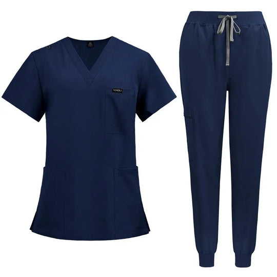 Uniforme Médico Mujer Manga Corta - Scrubs Enfermera Cómodos y Protectores para Hospital, Aislamiento y Cuidado de la Piel (94% Poliéster + 6% Spandex) CJdropshipping