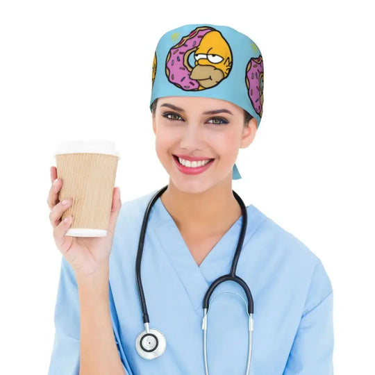 Personalizado The Simpsons Cartoon personal médico Scrubs Hat hombres mujeres médico enfermería gorro quirúrgico Scrub Caps MedSurgery Store For Digital Health