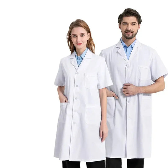Bata médica blanca Unisex de algodón y poliéster, bata de laboratorio para científico, ropa de trabajo para médico, uniforme, bata de comida, bata de laboratorio, abrigo para hombre MedSurgery Store For Digital Health