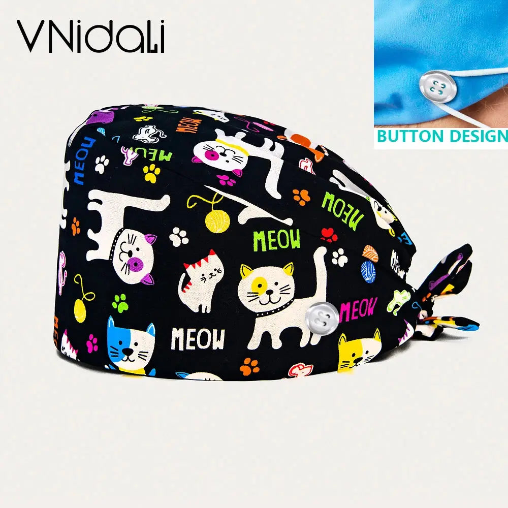 Gorro médico multicolor para mujer, gorro de trabajo para farmacéutico, tienda de mascotas, gorro Bouffant, gorro antipolvo para enfermería y trabajo CJdropshipping