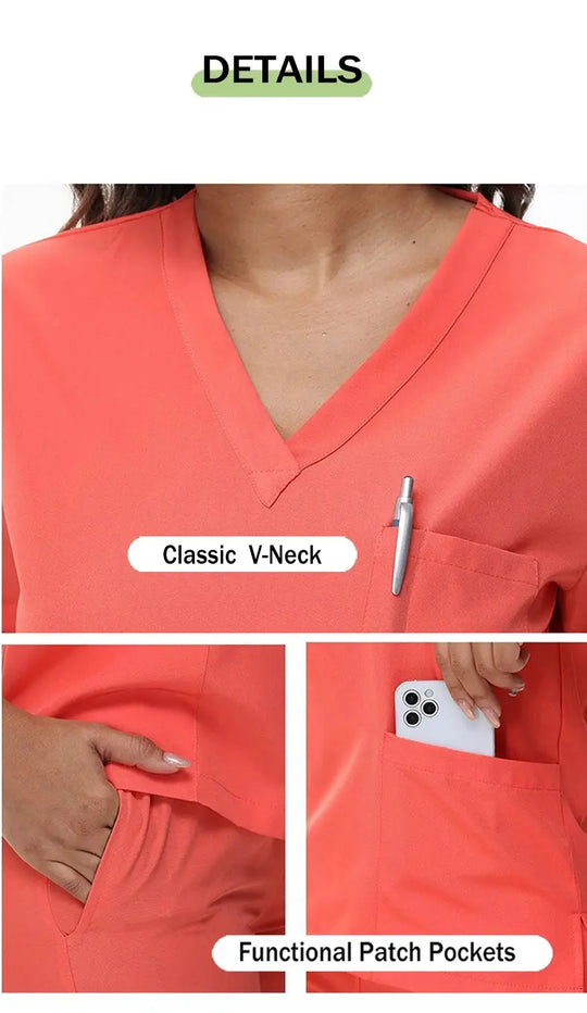 2025 nuevas uniformes de enfermera con cuello en V, pantalones para correr, conjuntos de ropa de trabajo quirúrgica, traje de enfermería para dentista, traje de médico de Hospital S21 MedSurgery Store For Digital Health