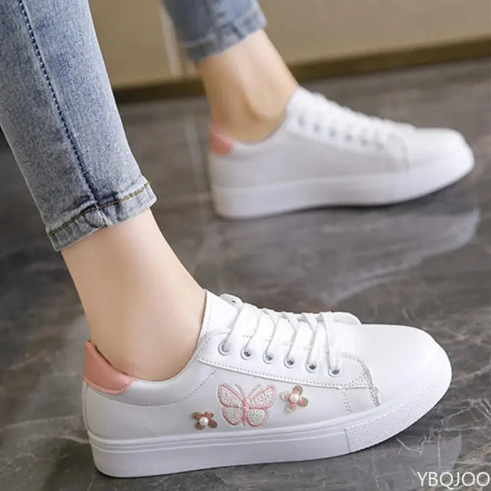 Zapatos blancos nuevos para mujer, Zapatos planos transpirables a la moda, Zapatos informales de cuero con cordones, zapatillas cómodas y versátiles para mujer MedSurgery Store For Digital Health