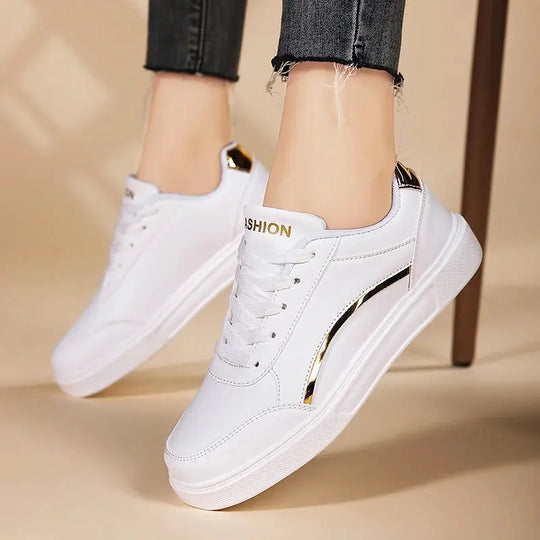 Zapatos blancos para mujer, zapatos planos informales de pizarra blanca con cordones, zapatillas para caminar de cuero PU, suela gruesa, moda de lujo para actividades al aire libre MedSurgery Store For Digital Health