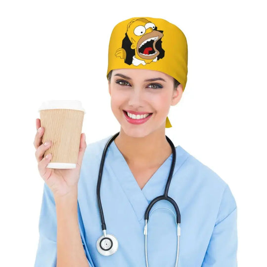 Personalizado The Simpsons Cartoon personal médico Scrubs Hat hombres mujeres médico enfermería gorro quirúrgico Scrub Caps MedSurgery Store For Digital Health