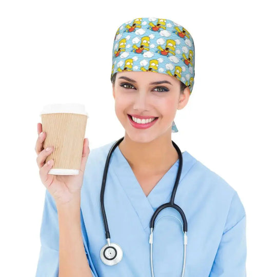 Personalizado The Simpsons Cartoon personal médico Scrubs Hat hombres mujeres médico enfermería gorro quirúrgico Scrub Caps MedSurgery Store For Digital Health