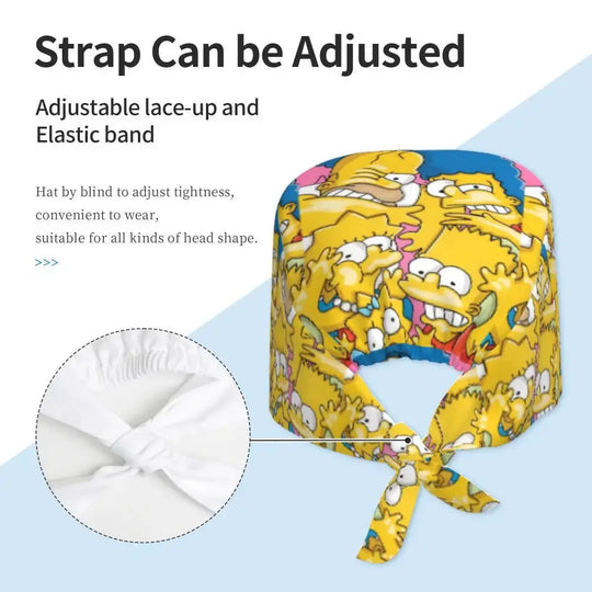 Gorro de trabajo ajustable personalizado con explosión cerebral, gorro quirúrgico de los Simpsons, gorro quirúrgico para enfermería, médico, cirujano, para Chef MedSurgery Store For Digital Health