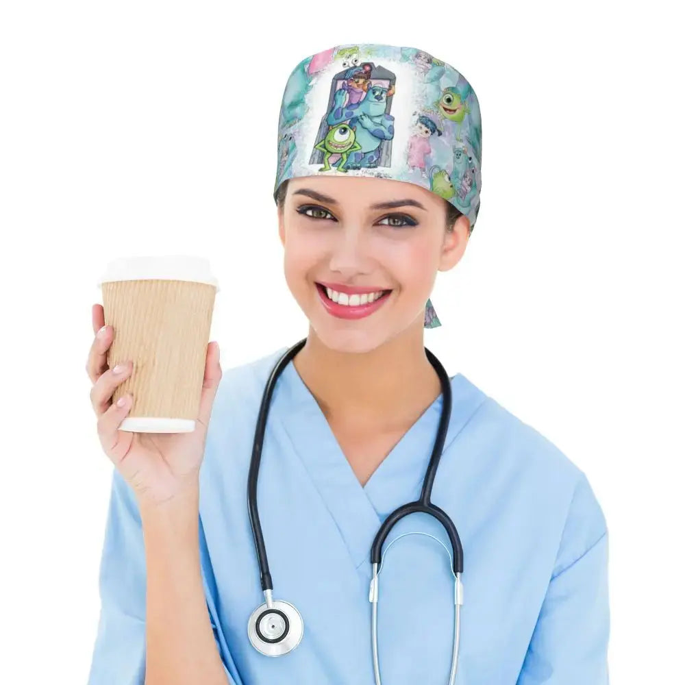 Gorro de trabajo ajustable personalizado con dibujos animados de la Universidad de Monsters, gorro quirúrgico para hombres y mujeres, gorro quirúrgico para enfermería, médico y cirujano MedSurgery Store For Digital Health