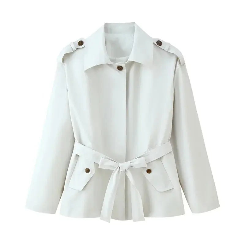 Gabardina para mujer, nuevo abrigo recortado con cinturón, solapa, top informal elegante para mujer 2025 MedSurgery Store For Digital Health