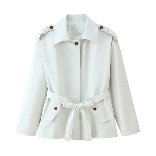 Gabardina para mujer, nuevo abrigo recortado con cinturón, solapa, top informal elegante para mujer 2025 MedSurgery Store For Digital Health